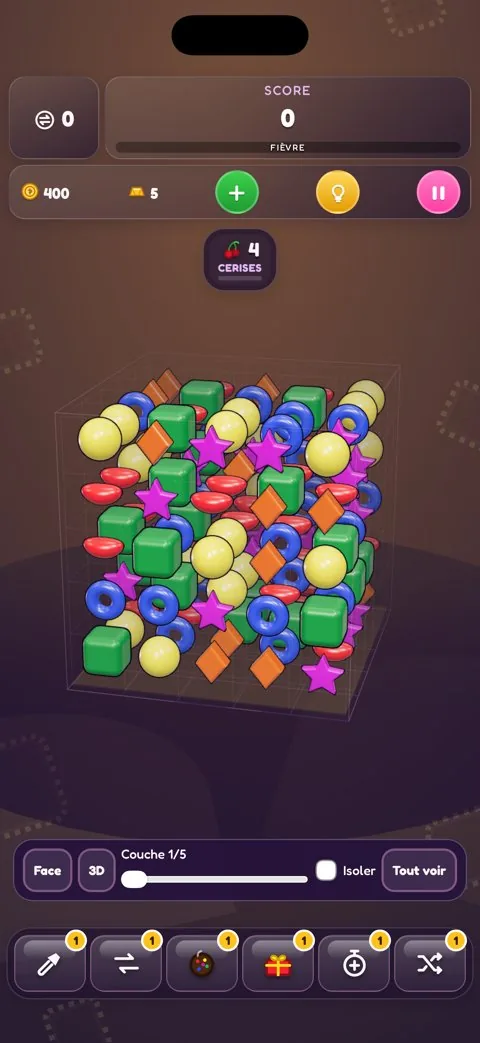 Jeu 3D Crush Chrono, mode Aventure