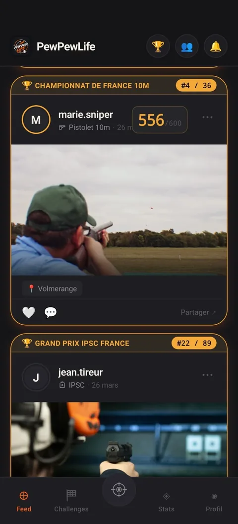 Application PewPewLife, fil de la communauté